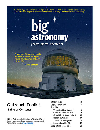 Educational Material: Outreach Toolkit for the Big Astronomy planetarium show
