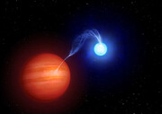 Artist's depiction of the SDSS 1212 interacting binary system