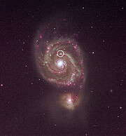 Spiral Galaxy M51, with the supernova circled