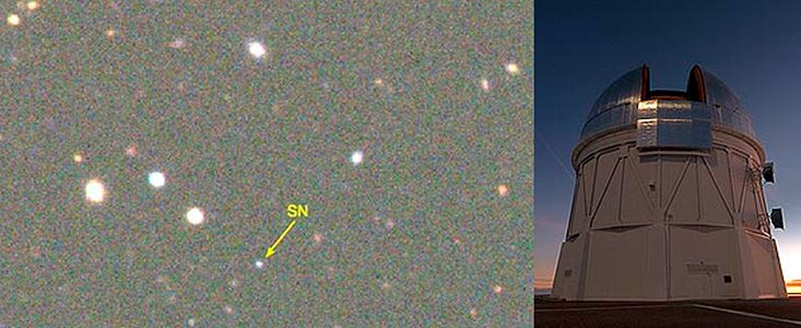 Superluminous supernova proclaims the death of a star at cosmic high noon