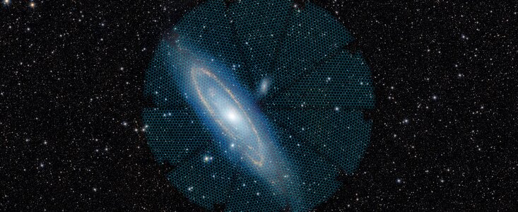 Galaxia de Andromeda Galaxy con superposición de DESI