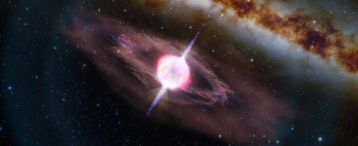 Ilustración de un Rayo Gamma Corto por una estrella que colapsa.