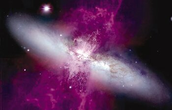 Starburst Eye of a Galaxy Produces a Cosmic Shower