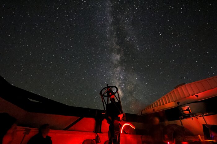 Milky Way rising over the Visitor Center Roll Off Roof Observatory