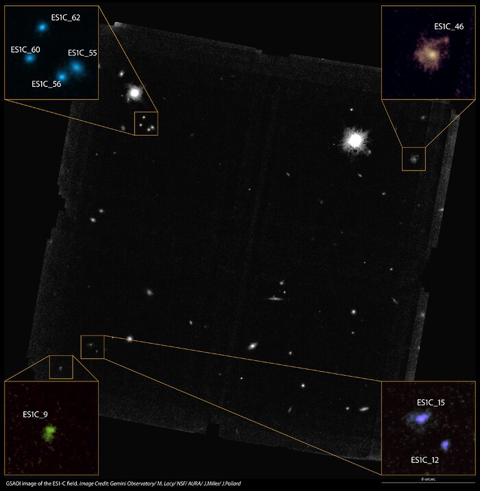 GeMS/GSAOI K-band image of young galaxies
