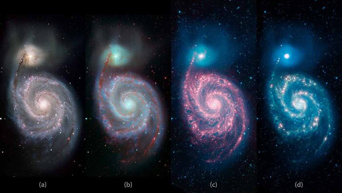 A Whirlpool Warhol:The Changing Face of Galaxies from the Visible to the Infrared